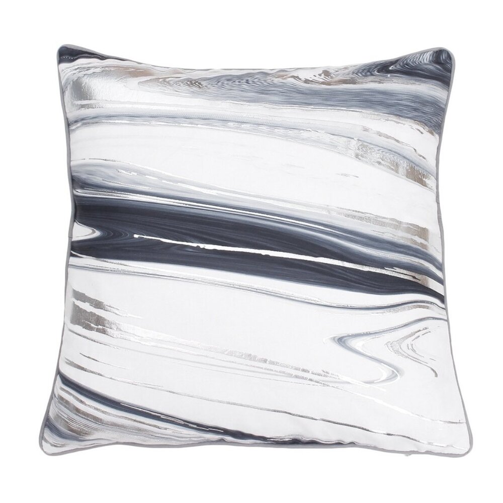 NWT “2” Gray Marble Raised Silver Foil Pillows 20"x20" - Thro by Marlo Lorenz